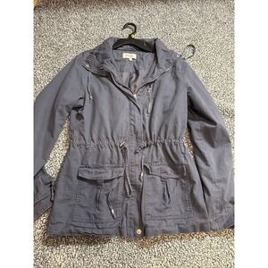 Charlotte Russe Women's Utility Anorak Jacket Grey Size Large Cinch Waist